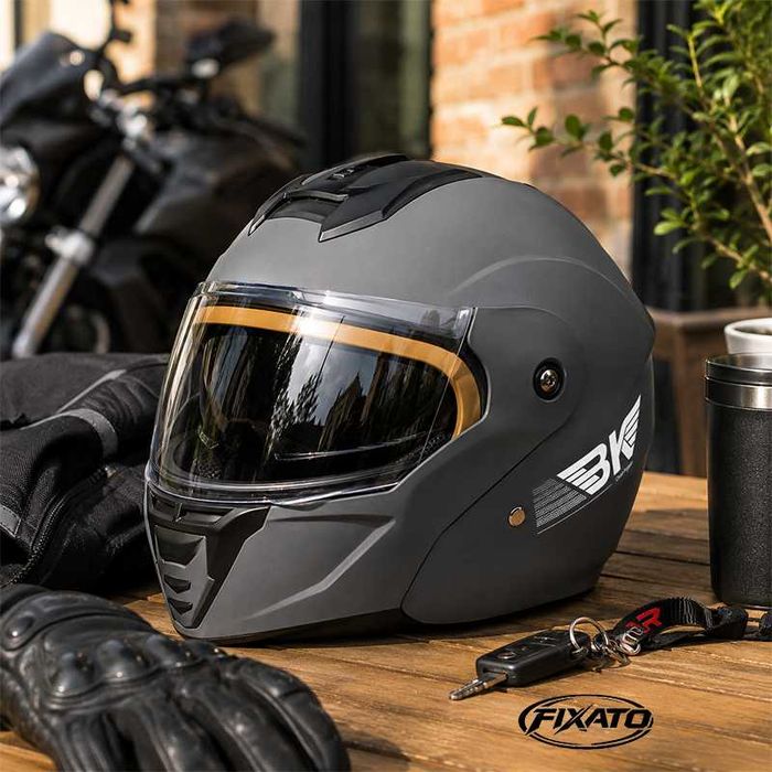 Casca Moto/Scuter Flip-Up, Viziera Dubla, Protectie UV, Gri