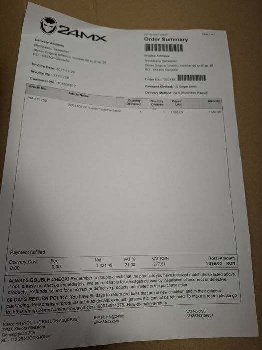 Armura Leat 6.5 enduro/cross mărimea M