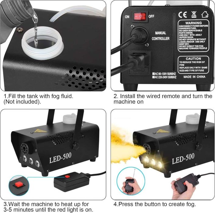 Bilisder Smoke Machine 500 W с RGB LED, машина за дим