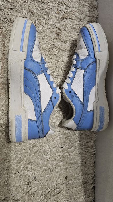 Sneakersi Adidași Puma albi cu detalii albastre baby-blue, nr 36