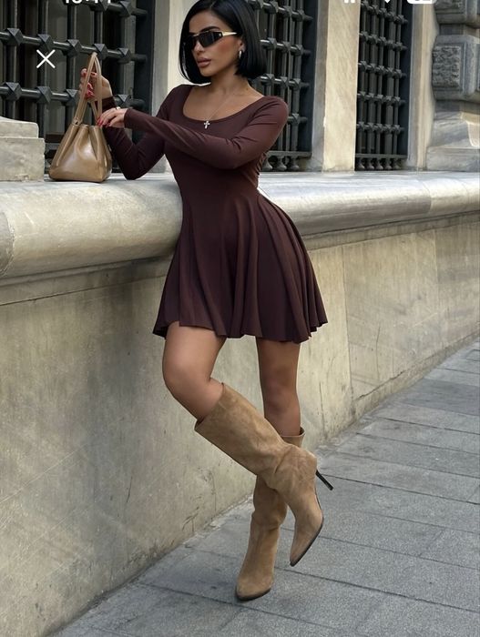 Дамска Кафява рокля