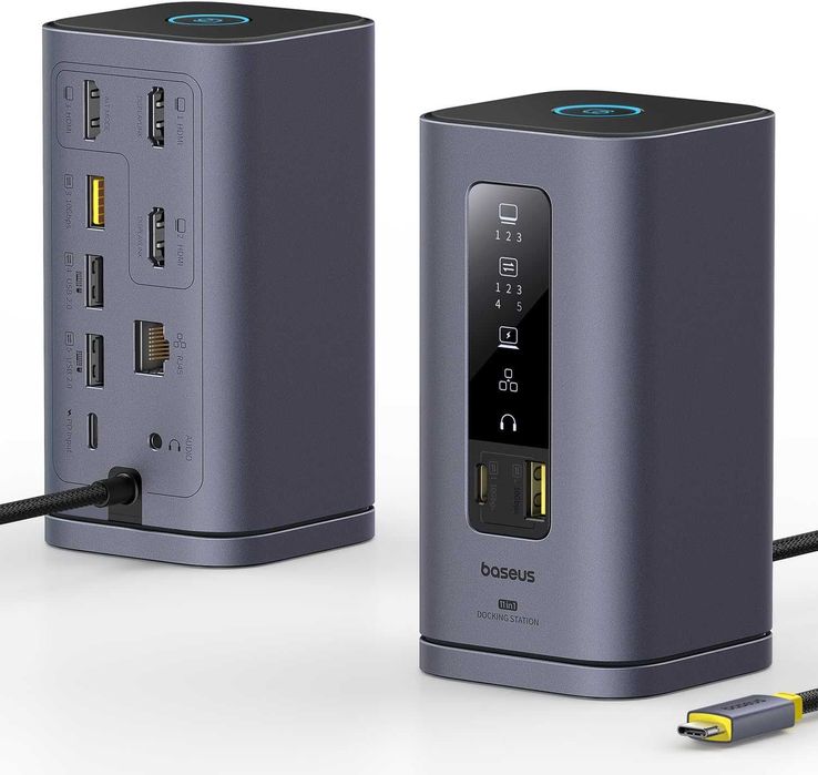 Док станция для MAC Baseus Spacemate 11в1 до 3 мониторов с Displaylink