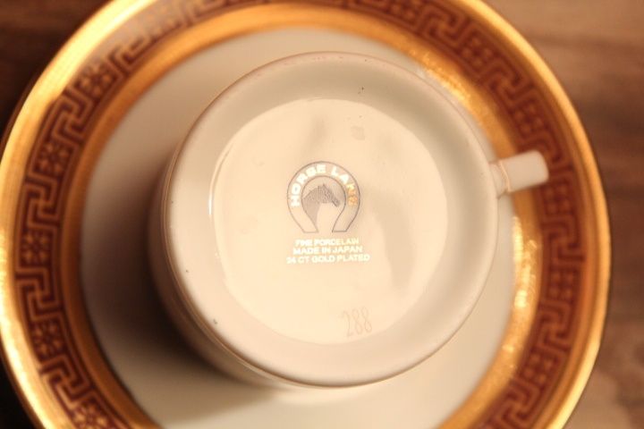 Редкие маленькие кофейные чашки (фарфор, 24-карат.золото) новые Япония