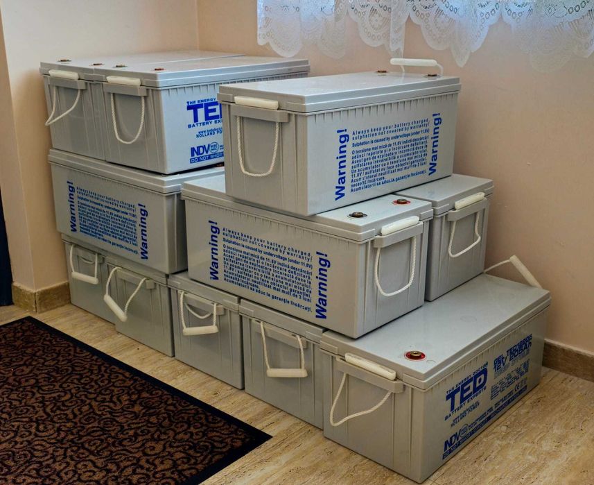 12 baterii GEL TED 12V 205Ah fotovoltaice UPS off-grid