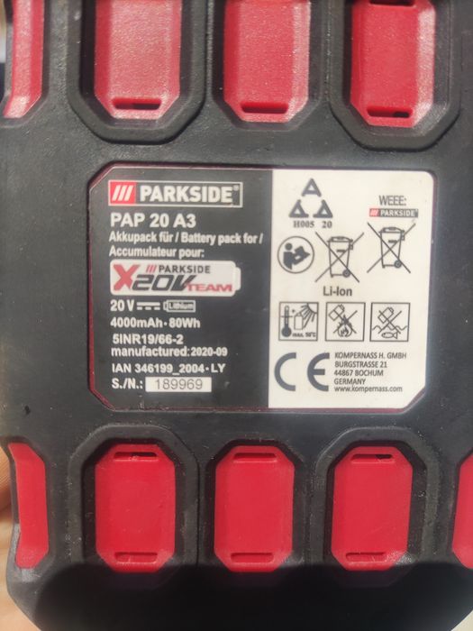 Батерия Parkside без батерии за части