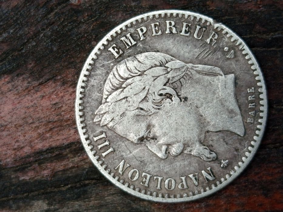Монета 50 CENT (1868г).Франция.Сребро