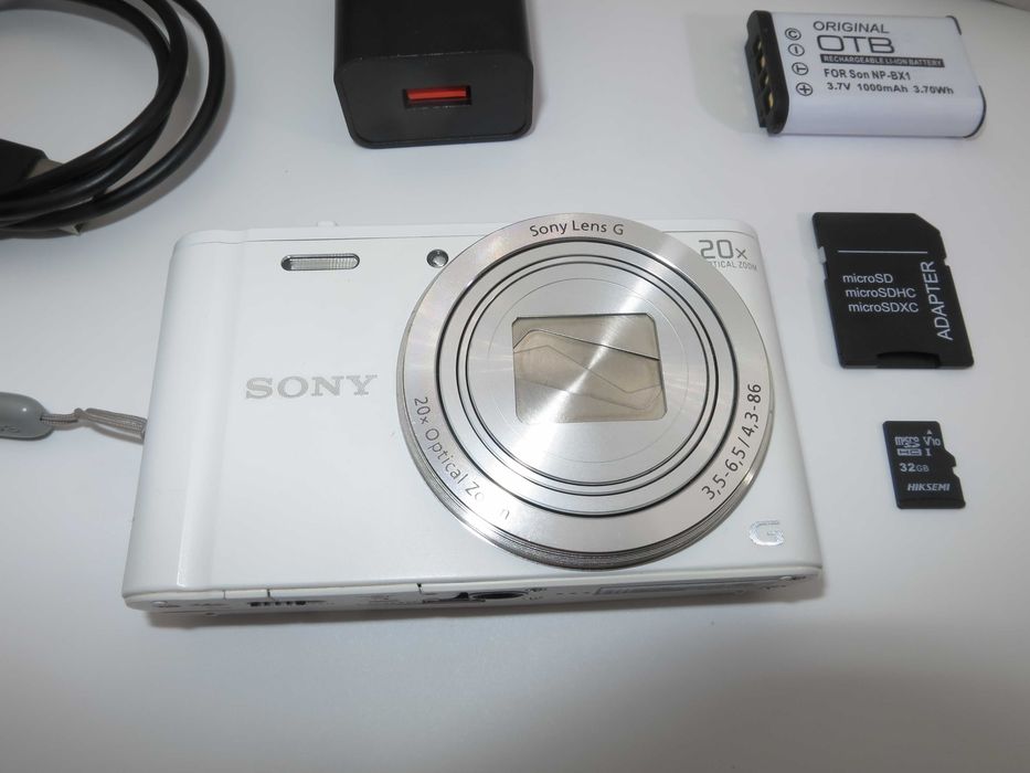Sony Cyber-Shot W350 ултра компактен цифорв фотоапарат, дигитална камера в бял цвят, FULL HD видео, 20х оптичен зум, като НОВА, работи отлично!
