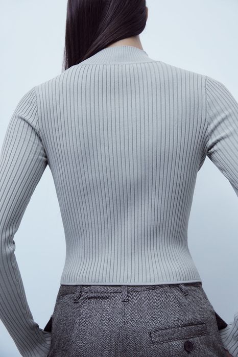 Zara нова рипсена блуза пуловер BRA