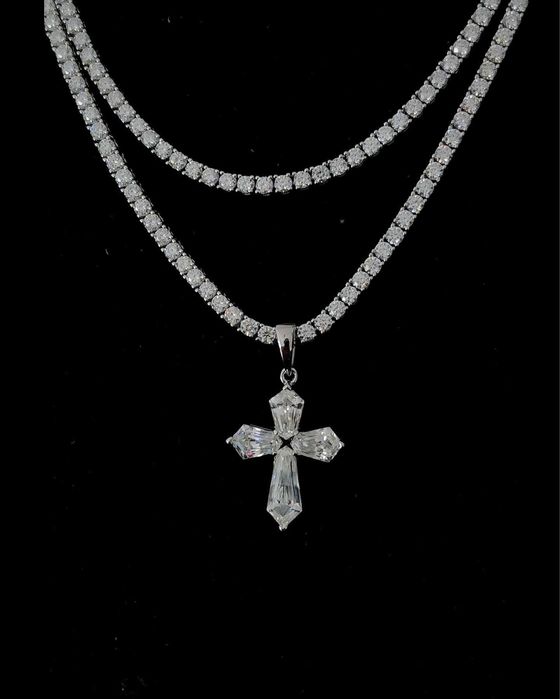Colier Tennis Cu Diamante VVS1 Moissanite din Argint 925 & 18k Vermeil