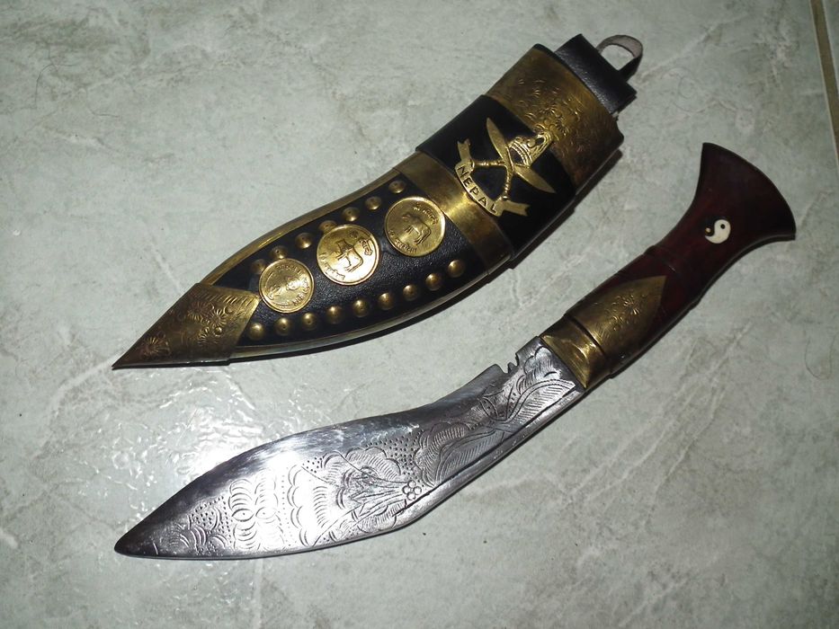 Cutit vintage maceta Kukri cutit Gurkha lamá gravatá ín stare buná nr.1