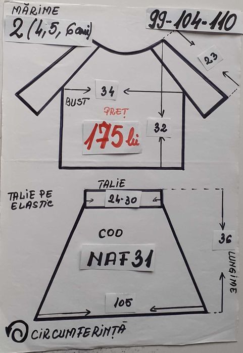 Costum popular pentru copii 3-4-5 -6 ani 175 lei
