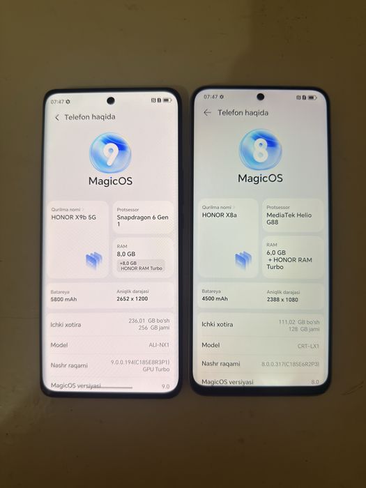 Honor X9b 5G va Honor X8a sotiladi srochna