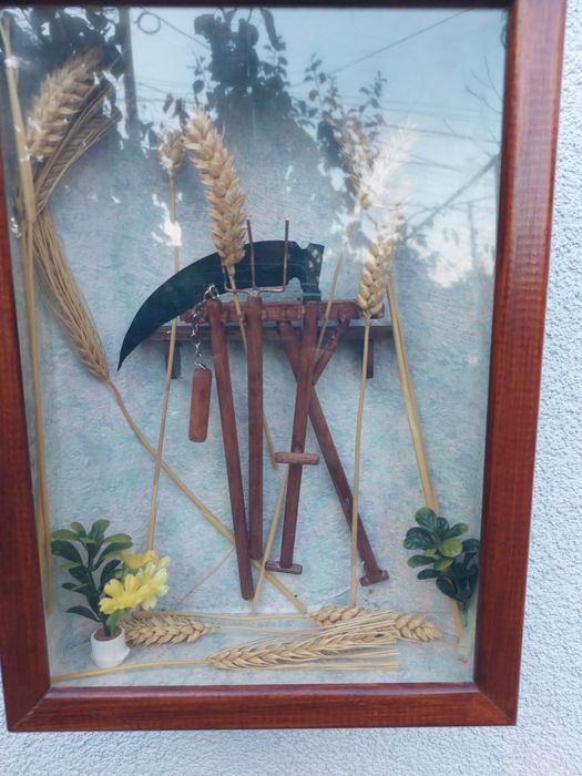 Accesoriu decorațiune vintage colectie lemn sticla Franța 1960