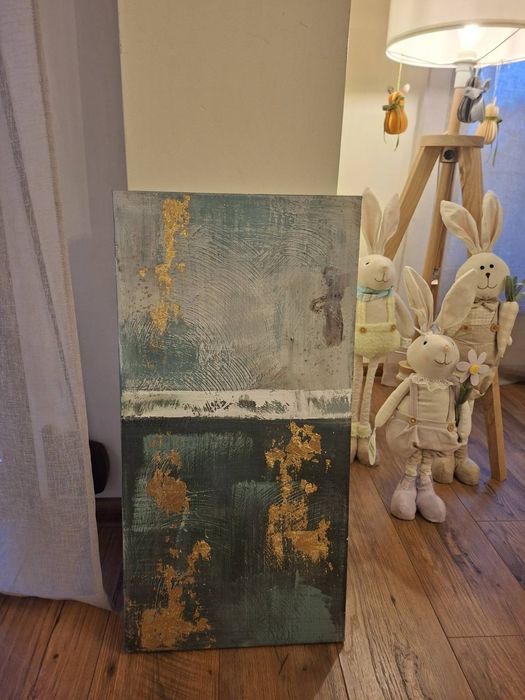 Модерни абстрактни картини в зелено и златно