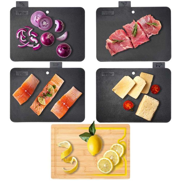 Комплект дъски за рязане от бамбук, 5 части