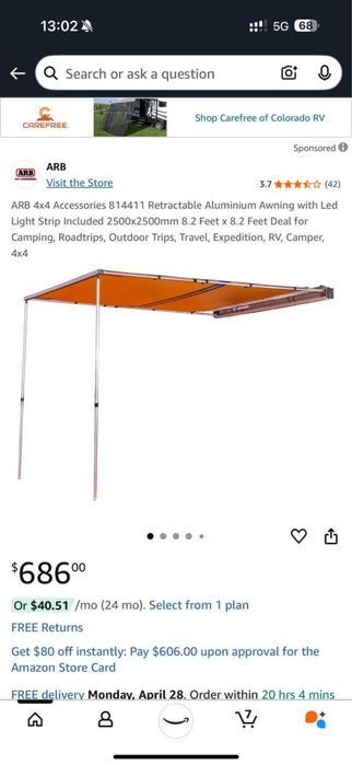 Маркиза для авто ARB