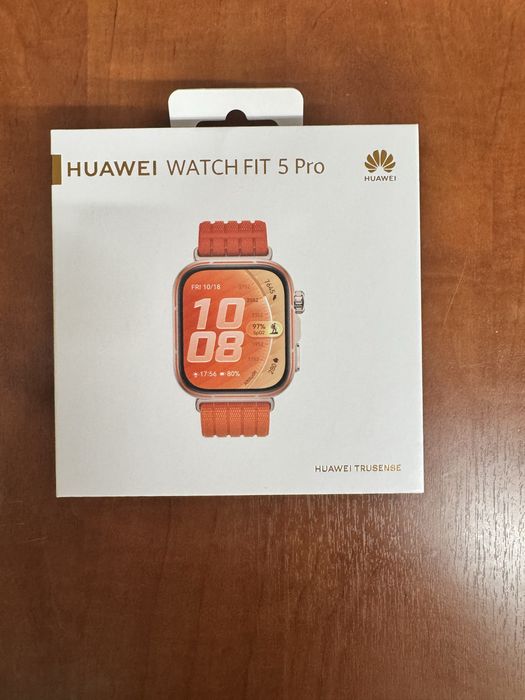 Smartwatch HUAWEI Watch Fit 5 Pro, Grey Aluminium with Gradient Orange Nylon Strap + 3 Months Health+