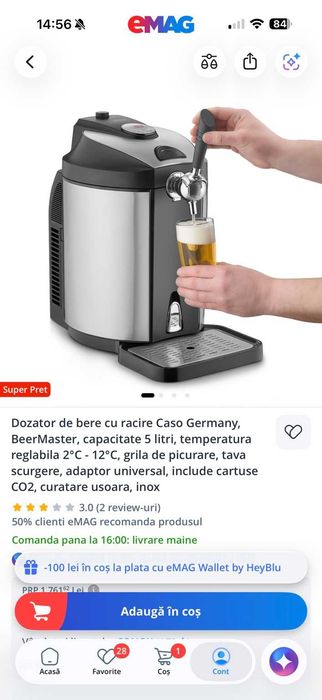 Dozator bere Caso Germany BeerMaster 5L cu răcire