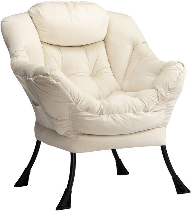 Fotoliu relaxare HollyHOME, Tapitat cu Catifea, Sezut si Spatar Capitonezat, Brate Confortabile, Capacitate 225 kg, 80 x 64 x 95 cm, Cadru din Otel