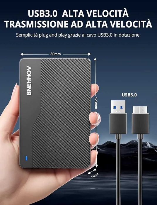 Нов Външен твърд диск BNEHHOV 500GB USB 3.0 Ултра тънък за PC, PS4, TV