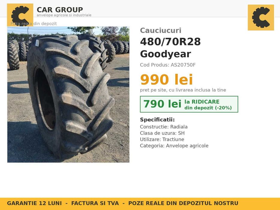 Cauciucuri 480/70R28 Goodyear Anvelope Tractor Fata SH REDUS Garantie