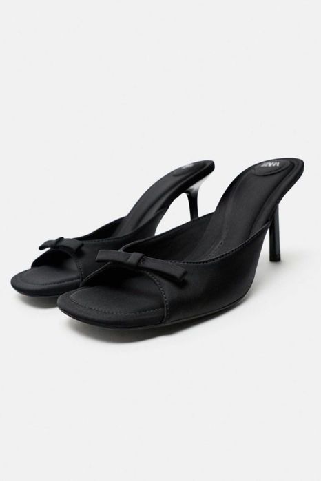 Zara мюли на каблуке с бантом