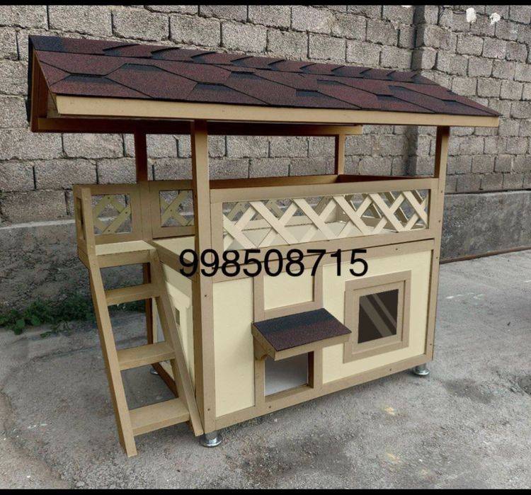 Деревянный домик с верандой — «Небо» Для Йоркширский терьер