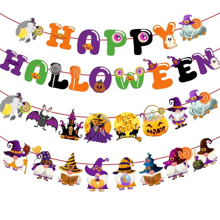 Декорации „Happy Halloween“, за Хелоуин с Тиква и Прилепи