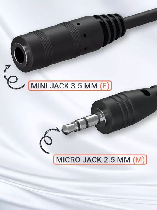 Аудио переходникм Mini Jack 3.5 - Micro Jack 2.5.