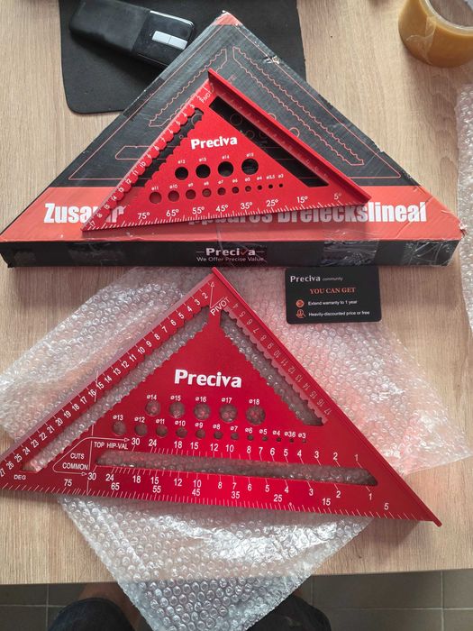 Set echer de tamplar, riglă metalică multifuncțională din aluminiu, ghidaj unghiular 18 cm + 30 cm