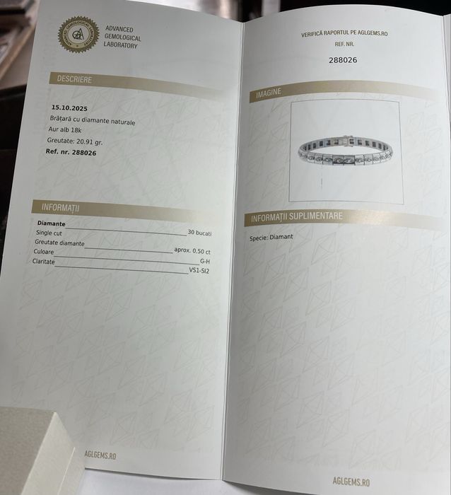 Bratara aur alb 18kt.cu diamante 0.50ct