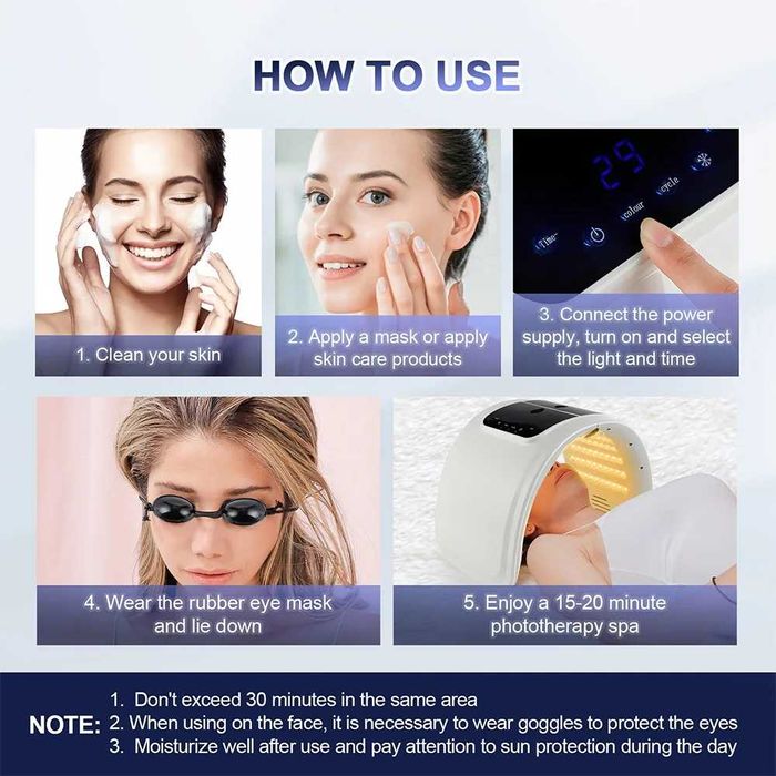 LED маска за лице и фотон терапия ForeverLily LM с 7 LED светлини