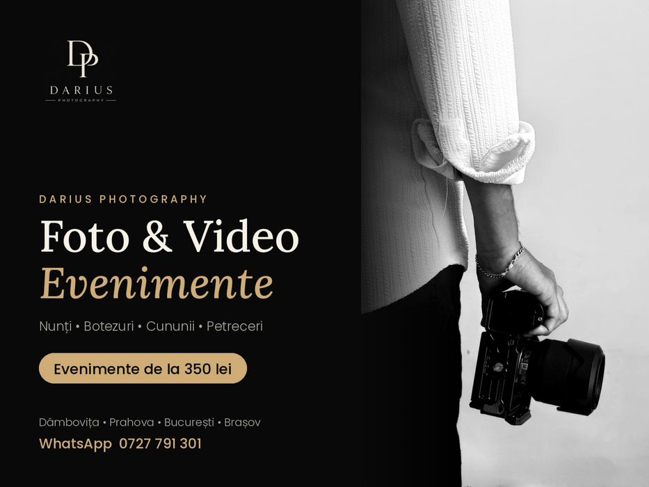 Fotograf & videograf evenimente - preturi de portofoliu (nunti, cununii civile, botezuri, zile de nastere, etc.) ședințe foto, business