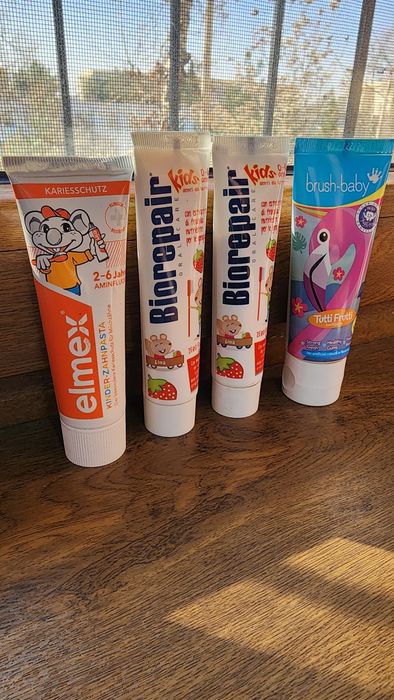 Детские зубные пасты elmex, bio repair, brush baby