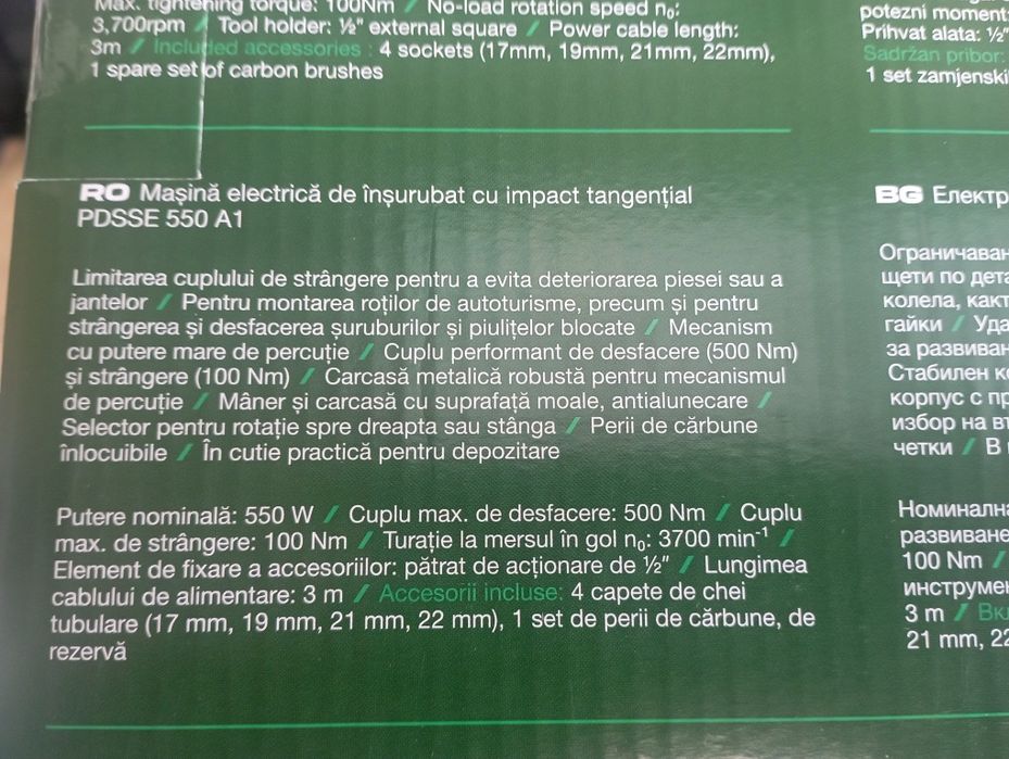 Masina de insurubat / pistol impact Parkside pentru roti alimentare