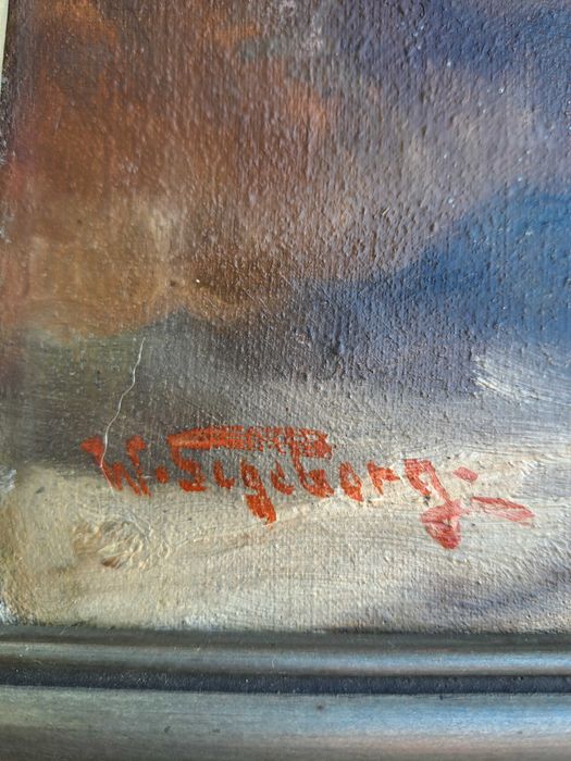 tablou vechi pictura pe panza 80/61 cm semnat w segeberg