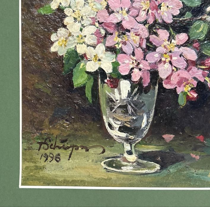 T Schipor Tablou Natura Statica Vas cu Flori de Mar pictura ulei