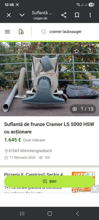 Aspirator,suflanta frunze Honda cu motor termic  Cremer LS 5000