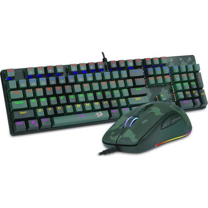Vand kit gaming Redragon  tastatura mecanica+mouse verde camuflaj nou