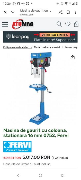 Vând bormașină cu coloana Fervi