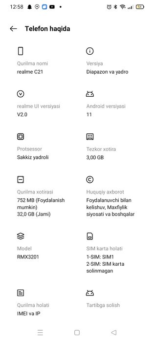 Ralme21C 3+32Gb kamera 50Mp