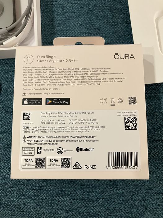 Смарт пръстен Oura Ring 4 - Silver Size 11 много запазен