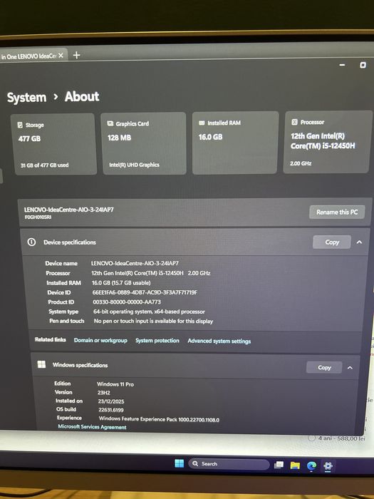 Calculator PC All In One Lenovo IdeaCentre 3 24IAP7