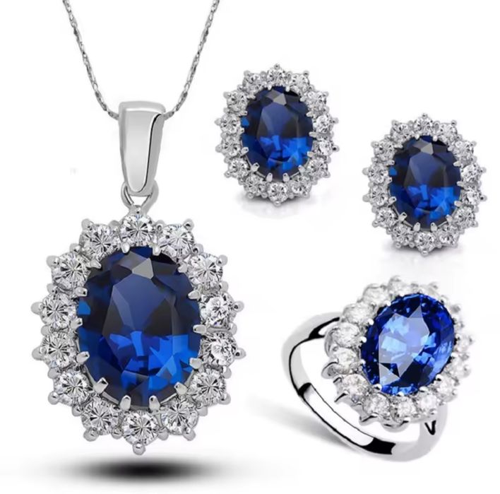 Set colier cu pandantiv+ cercei cu șurub și inel reglabil din argint s