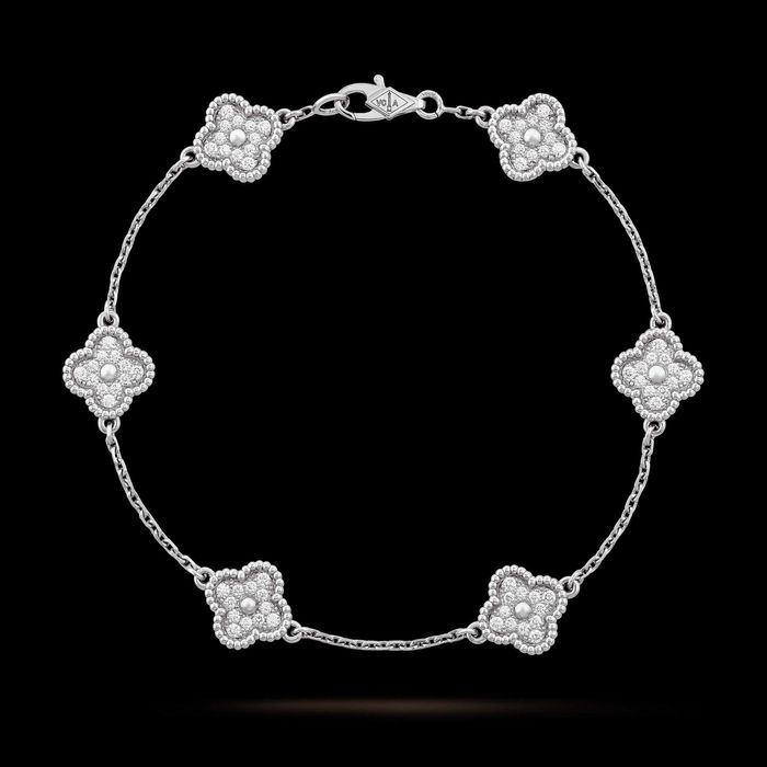 Van Cleef & Arpels VCA Silver 6 Motifs Sweet Alhambra Дамска Гривна