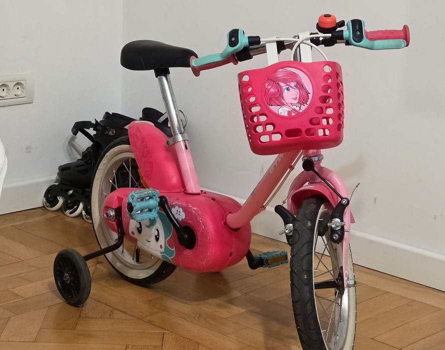 Bicicleta fetițe B'Twin 500 Unicorn de 14 inch, 3-5 ani