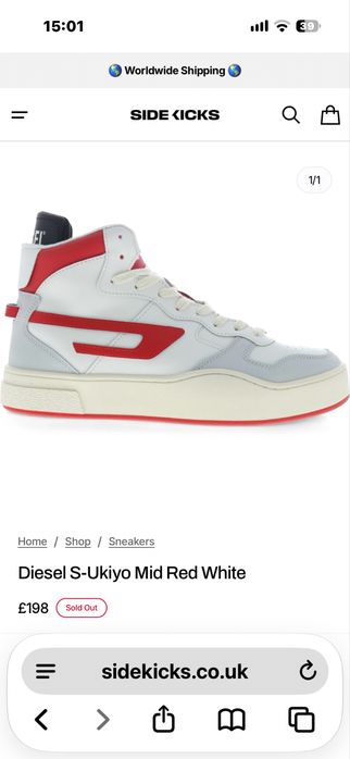 Diesel S-Ukiyo Mid red/white-sneakers