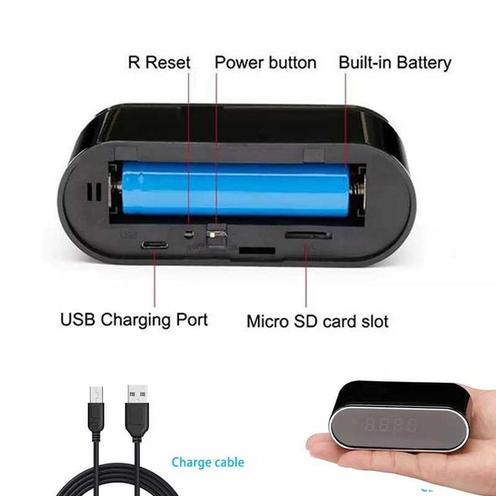 Скрита Камера LED Часовник Шпионска Мини Камера Таен Видеозапис Wi-Fi