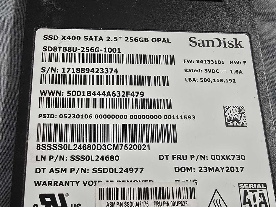 SSD Solid State Drive SanDisk X400 256GB SATA III 2.5" OPAL (SD8TB8U-256G-1001)