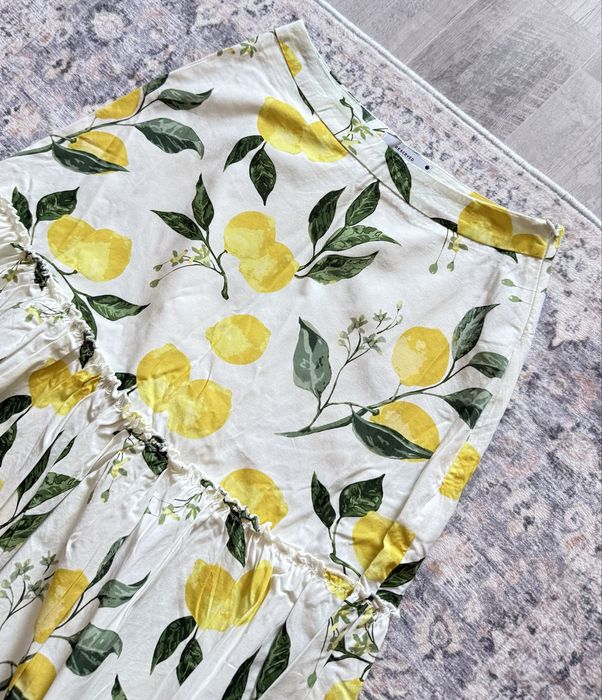 Fusta de vara cu imprimeu cu lamai